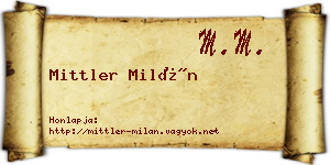 Mittler Milán névjegykártya